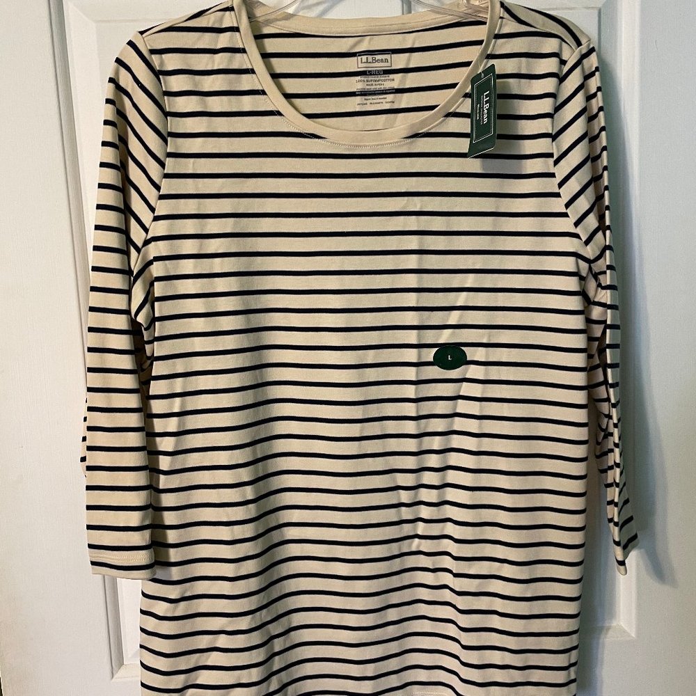 Land's End 3/4 Sleeve Striped Shirt NWT